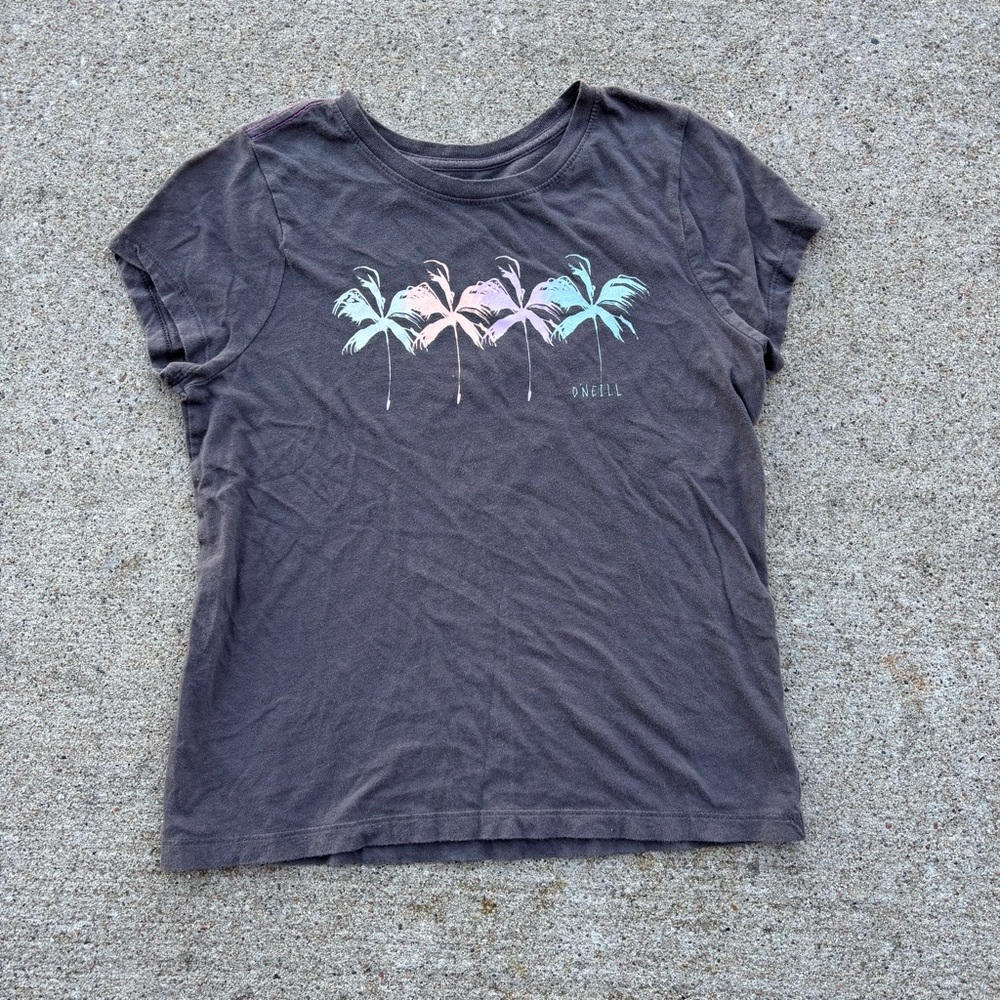 O'Neill Girls Charcoal Palm Tree T-Shirt
